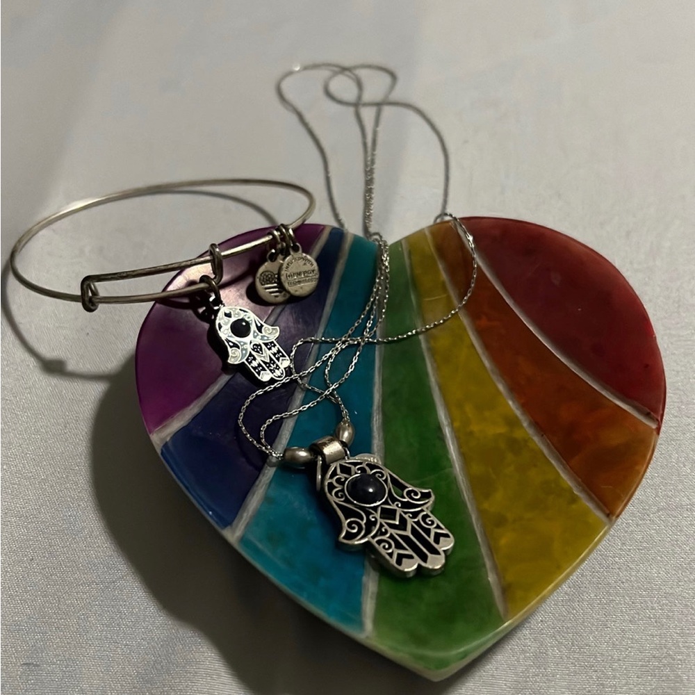 Alex and Ani Hamsa hand pendant necklace and bracelet